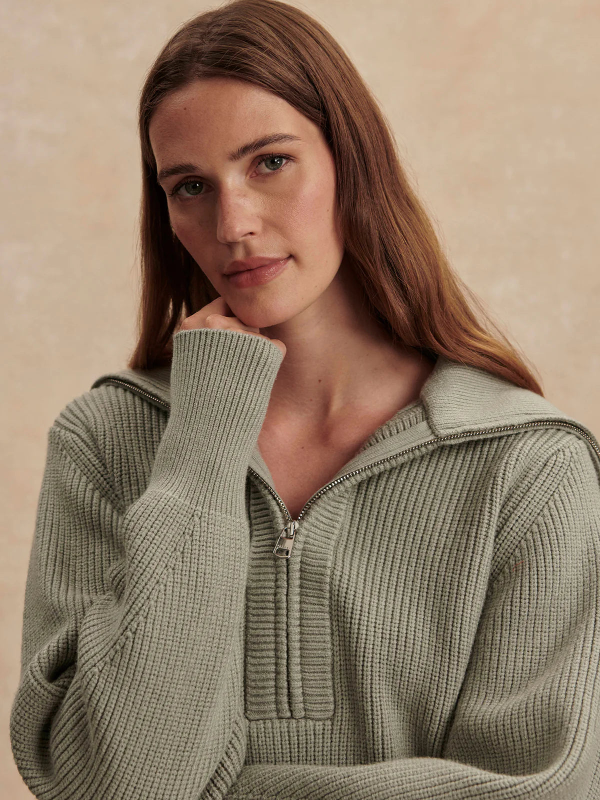Maura Half-Zip Rib Knit
