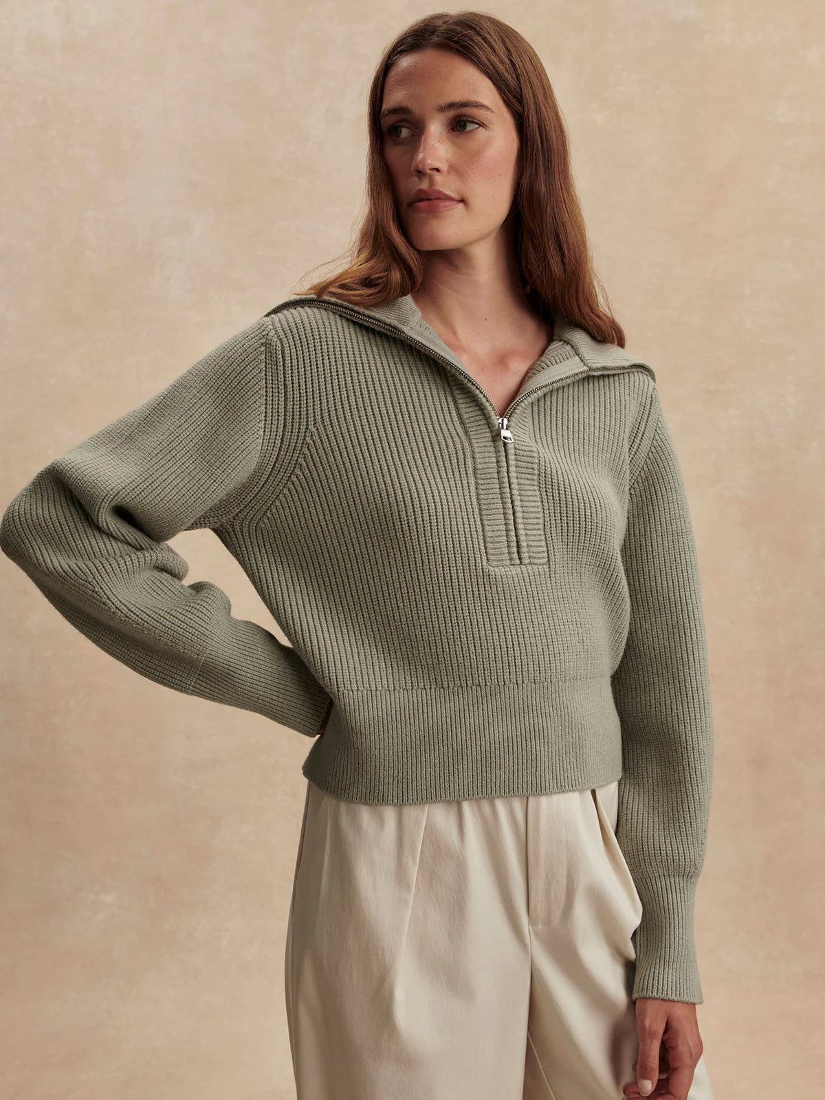 Maura Half-Zip Rib Knit