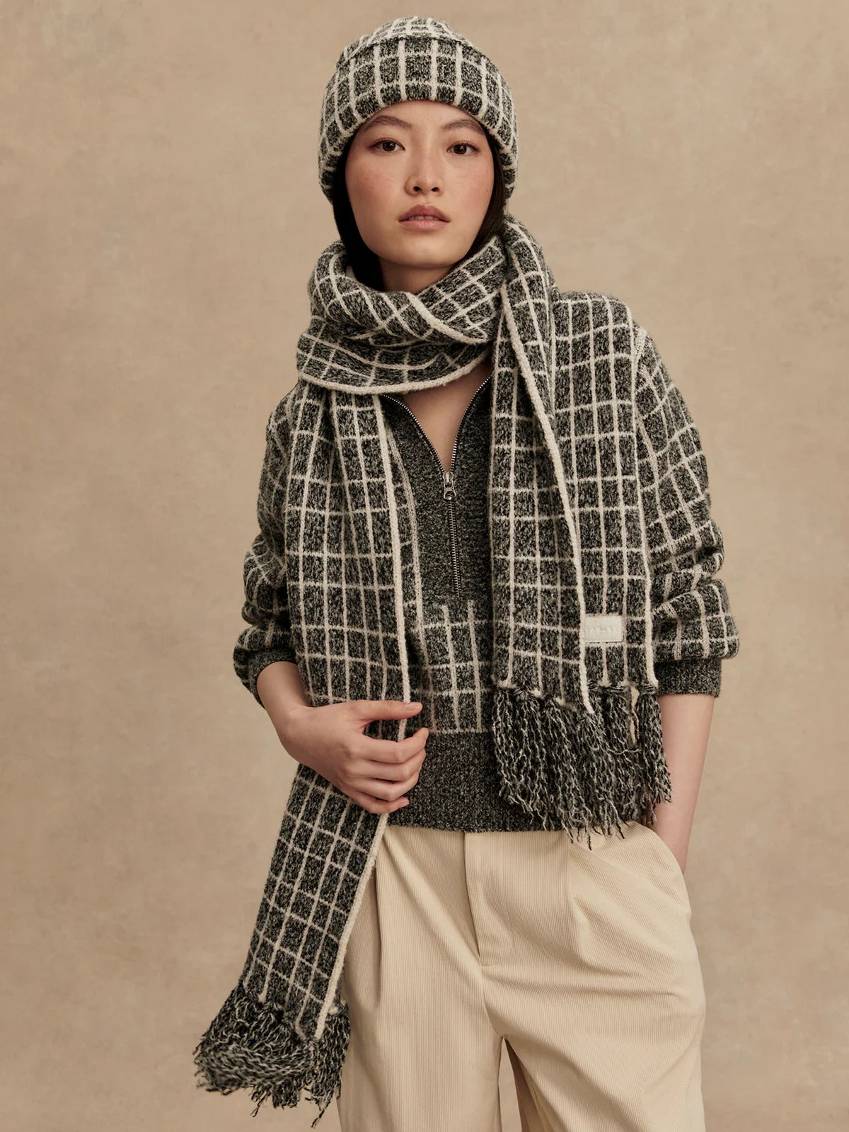 Lindsey Check Knit Scarf