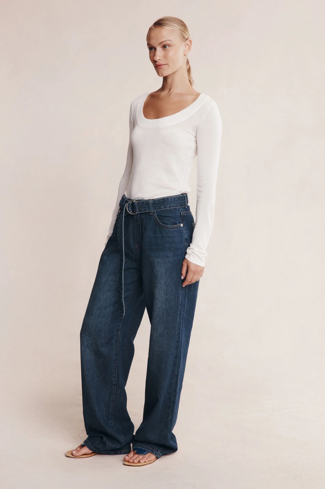 Belted Wide Leg Jean