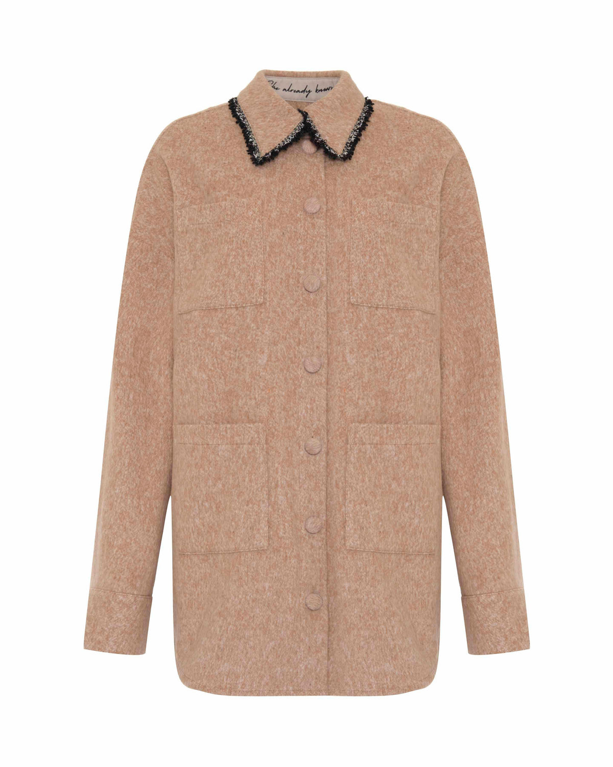 Athena Bouclé Trim Overshirt