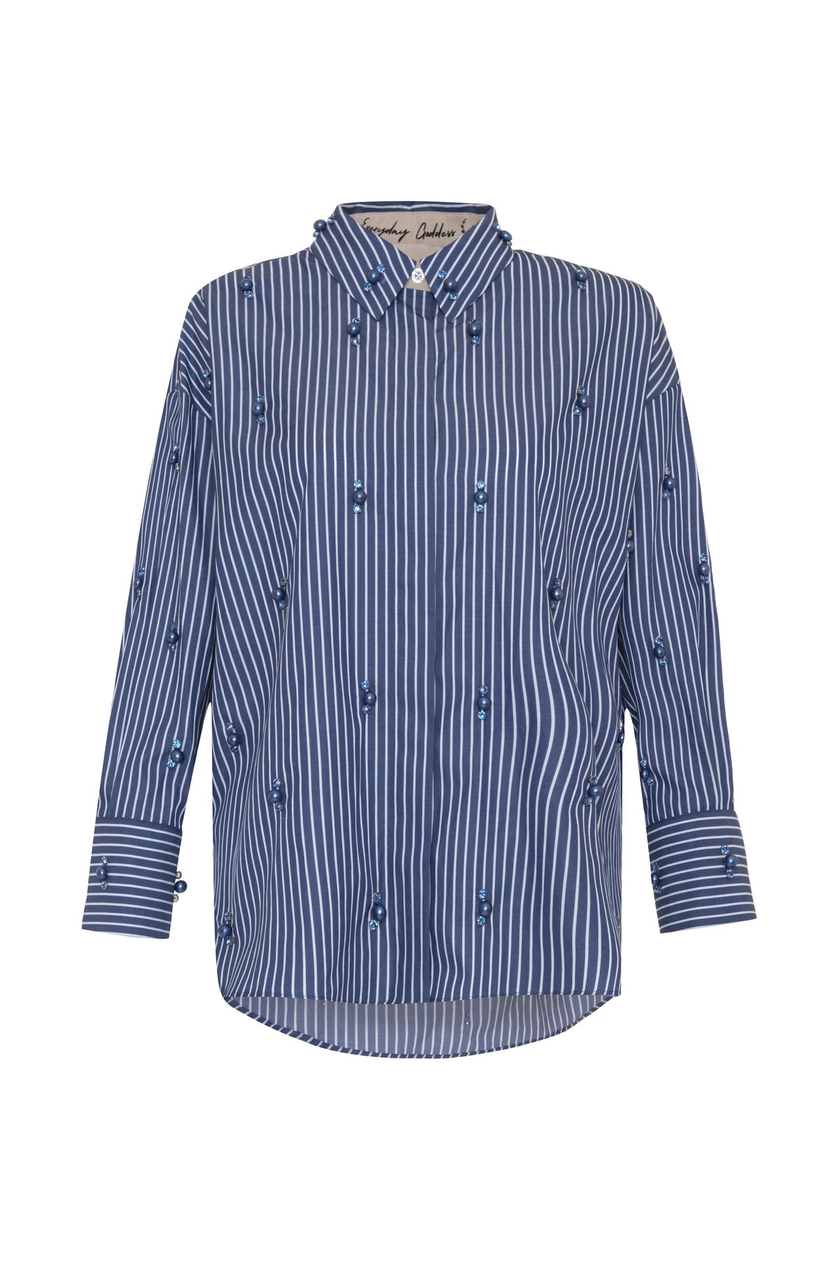 Echo Stripe Crystal Boyfriend Shirt