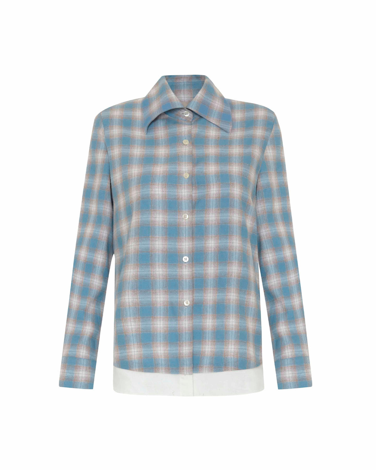 Europa Plaid Flannel Beaded Collar Shirt