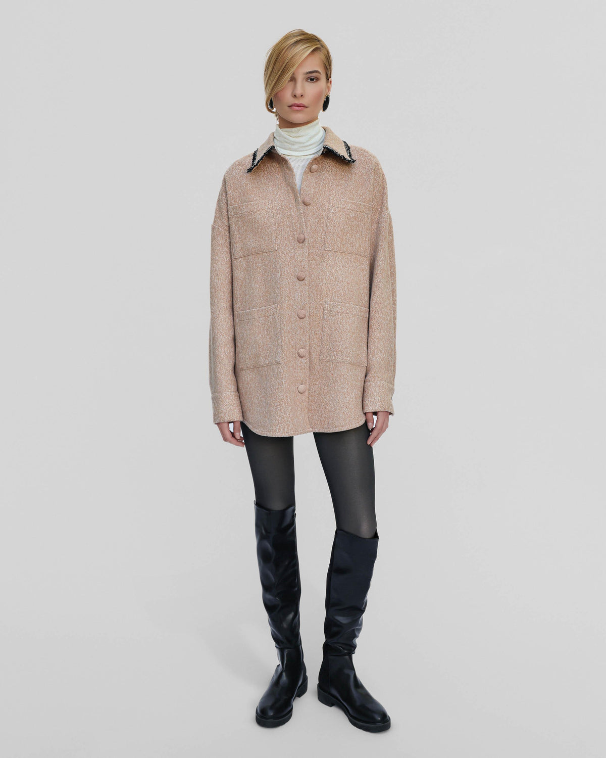Athena Bouclé Trim Overshirt